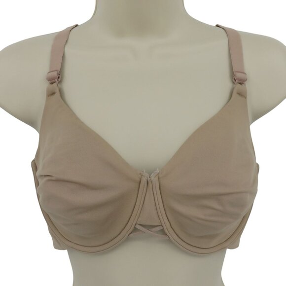 Vanity Fair 42C 76571 Radiant Back Smoothing Bra Unlined Underwire Solid Beige - Picture 1 of 15